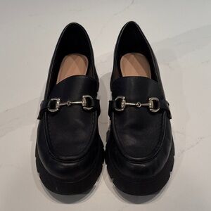 BCBGeneration Black Loafers with Silver Accents